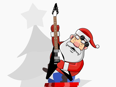 Merry Xmas babbo babbonatale christmas claus guitar holidays metal natale navidad rock santa santaclaus tree xmas
