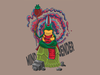Mind Bender bender character frog funny green illustration kawaii mind mindbender toad vector