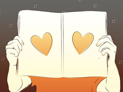 Love Reads editorial illustration love magazine reading valentines day vector
