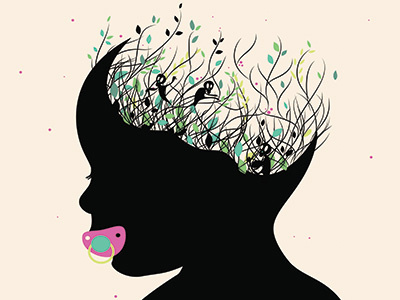 Schizophrenia disease illustration magazine profile science vector