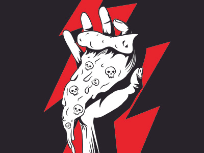 HOTT SLiCE design drawing illustration metal pizza poster rock star