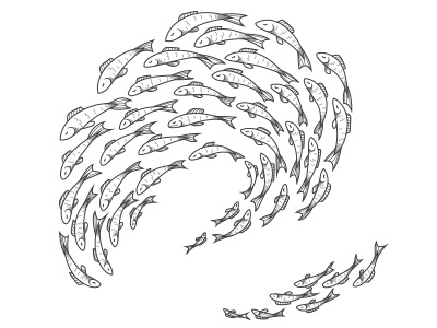 Gone to School animal drawing fish illustration swim tattoo vector