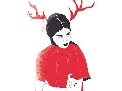 REMINDER // REMIND HER antlers drawing fashion girl illustration portrait vector