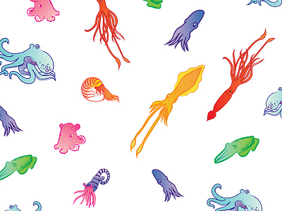 SQUIDDIES LA POOL PARY cephalopod deep sea digital illustration octopus vector wallpaper