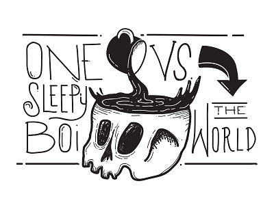 sleepy boi caffeine coffee design hand lettering illustration lettering skull sleep typography