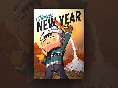 New Year's Poster characters illustration