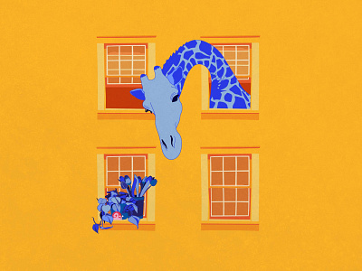 check on your neighbors animal art animal illustration animal illustrations blue daily illustrations drawing floral art giraffe neighbors snail yellow