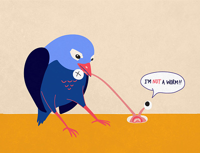 Early bird gets the... slug bird illustration illustrator slug vector