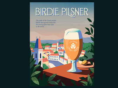 Birdie Pilsner craftbeer czech illustraion pilsner poster