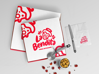 La Bendita branding design illustration isotype logo pizza pizza box pizza logo pizzeria vector