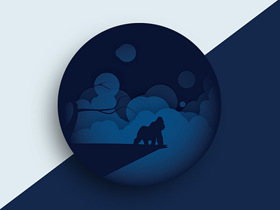 Calm badge blue dheerajsorbit gorilla illustration logo vector