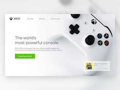 Xbox one X - Product page hero section microsoft ui uiux design visual design website white xbox xboxone