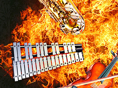 music explosion explosion fire instruments music