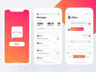 Message App chat color concept gradation icon ios keyboard message pink red ui ux