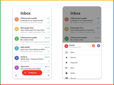 Gmail Redesign Concept android concept gmail google interface mail material redesign ui ux