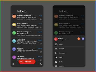 Gmail Redesign Concept - Dark Mode