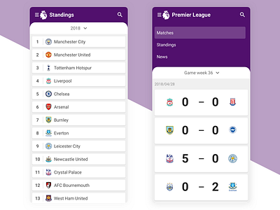 Soccer App Material Design Concept android concept interface material score soccer ui ux