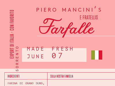 Italian farfalle packaging