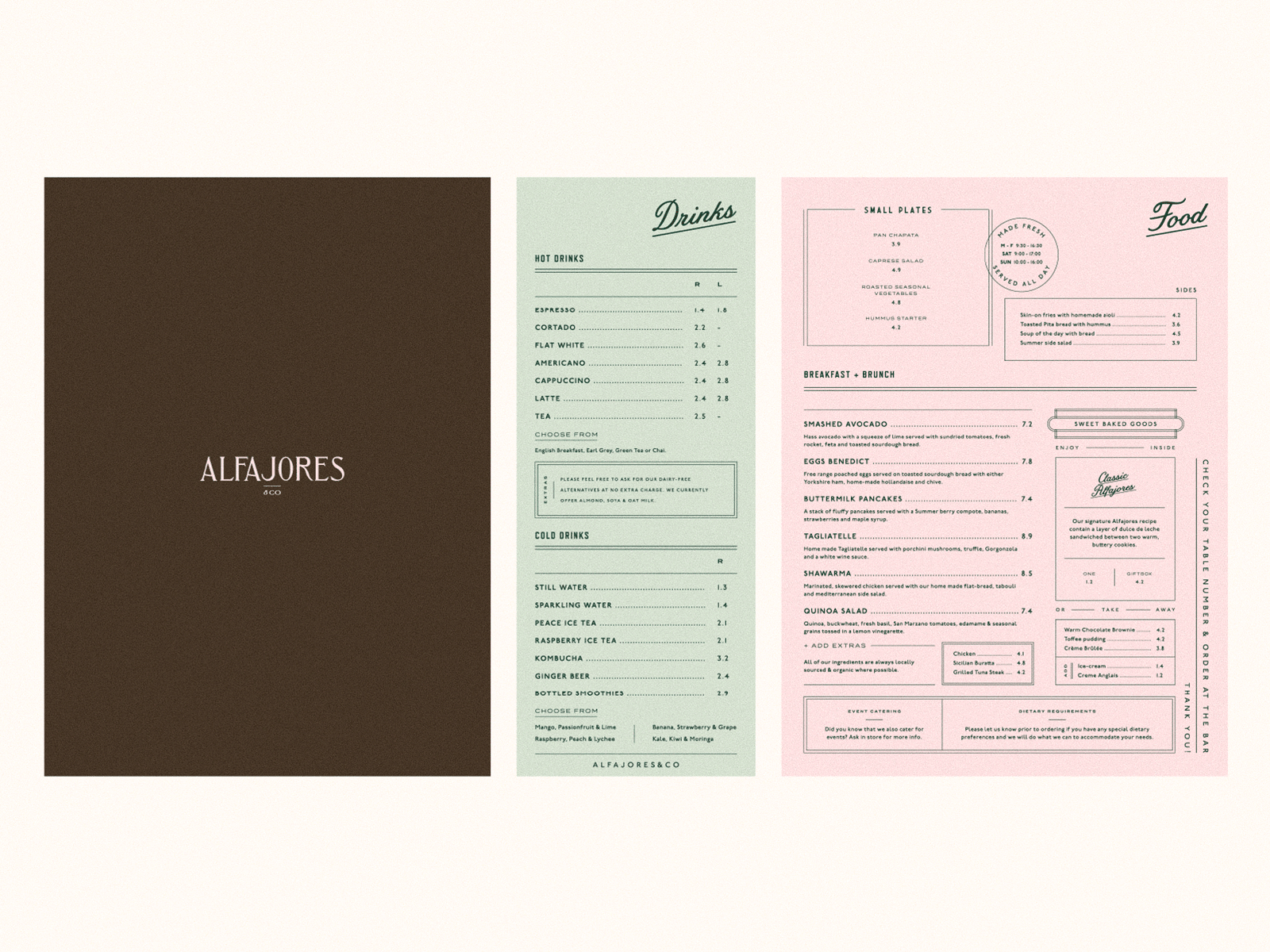 Alfajores & Co. menu design