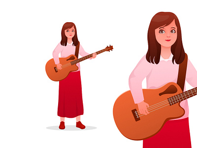 Girl Playing Acoustic Bass