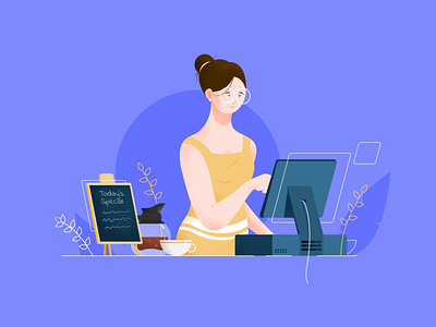 Cafe Cash Register Illustration