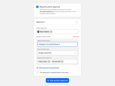 Approval policy setup admin approval approval approval steps approval workflow autolayout components design document elements figma policy policy setup publication translation ui ux workflow steup