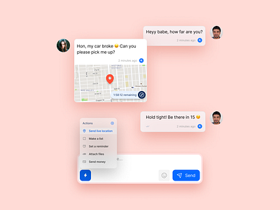 Smart chat location sharing chat components conversation design elements location location sharing map messenger privacy real time realtime smart ui ux