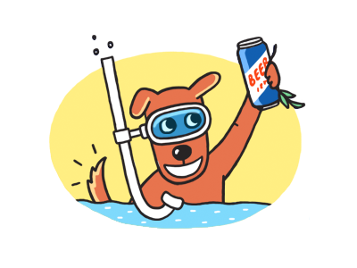 Vacation time! beer dog funny illustration