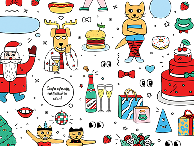 Christmas stickers funny illustration new stickers year