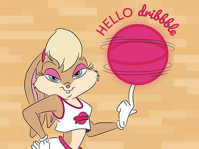 Hello Dribbble! 90s basketball flat design illustration illustrator lola bunny space jam
