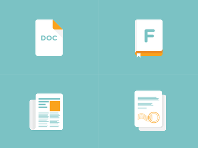 Simple icons documents fontbook newsletter signature