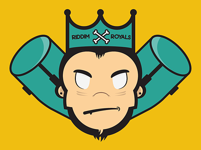 Riddim Royals Logo ape chimp conga crone illustration logo monkey