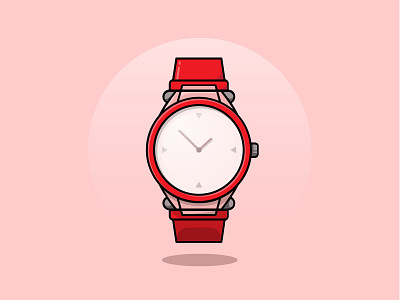 Watch illustrator vector watch line art illustration red