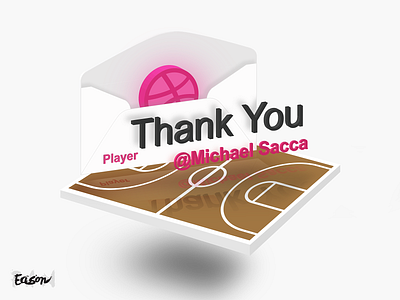 Thanks for Invitation basketball basketball court court design dribbble fake3d floating illustration player thankyou ui vector xr