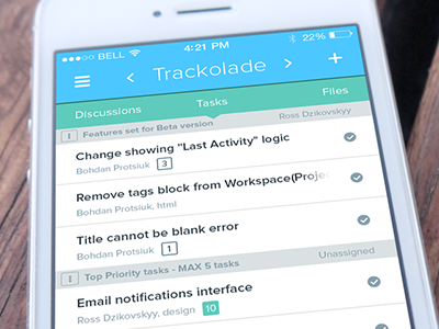 List of tasks. Trackolade.com