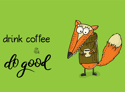 coffe character coffee fox funny animals quotes