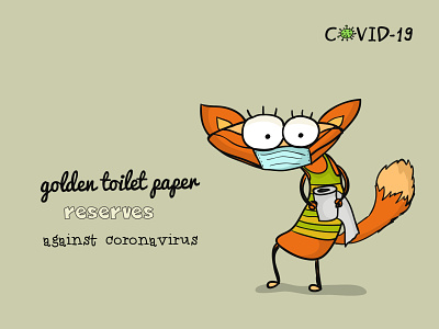 Medical banner coronavirus covid19 epidemic fox funny animal funny character humor panic toiletpaper