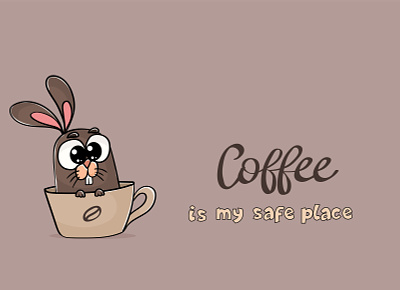 Coffee is my safe place bunny coffee cup hare rabbit t shirt