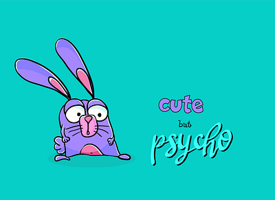 Funny bunny bunny cute flat funny illustration hare psycho rabbit