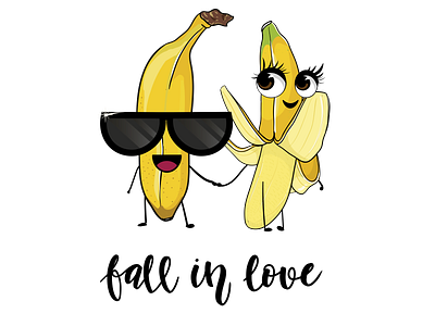 Love card banana characters funny love