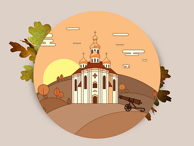 Flat illustration of Chernihiv Landmark architecture autumn chernihiv church flat illustration landmark vector