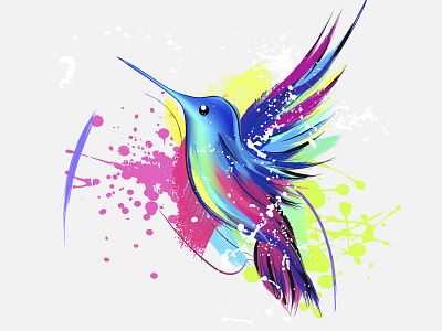 Dribb colours flying hummingbird paint bird splash