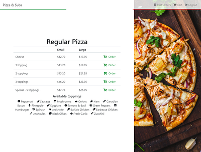 Italian Restaurant Order - Regular Pizza section food order italian food italian restaurant order pizza restaurant website