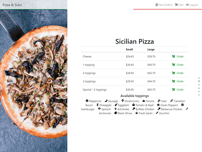 Italian Restaurant Order - Sicilian Pizza