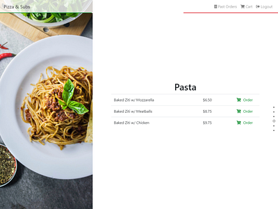 Italian Restaurant Order - Pasta section