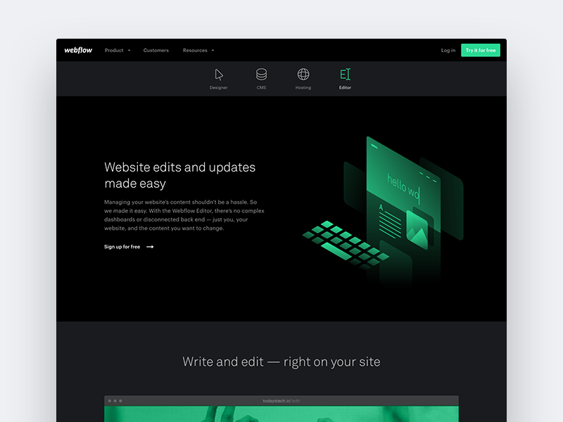 Webflow Editor Page by Ryan Miyoshi for Webflow on Dribbble