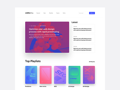 Webflow Blog blog colors content first latest lots of white space playlist redesign refresh simple webflow whitespace