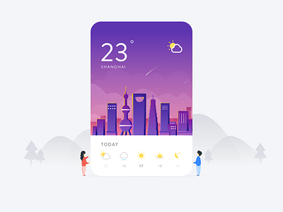 Weather-Shanghai default page flat icon illustration ios