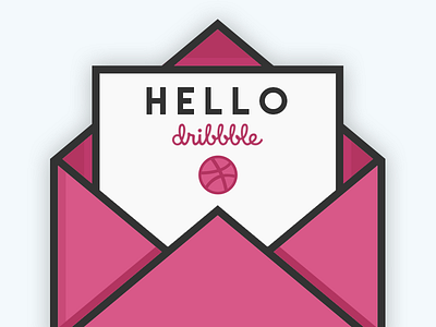 Hello Dribbble! debut dribbble envelope hello letter pink