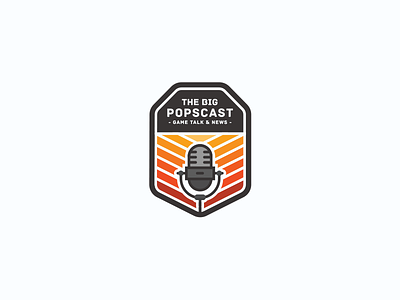 The Big Popscast Logo Design badge illustrator logo design microphone podcast vector warm